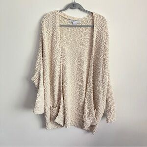 HYFVE Cardigan Sweater Size Large Dolman Sleeve Cream Popcorn Textured